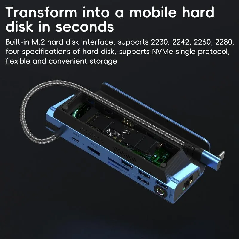 10-In-1 Usb-C Gaming Dock With Detachable Fan - Blue / Black