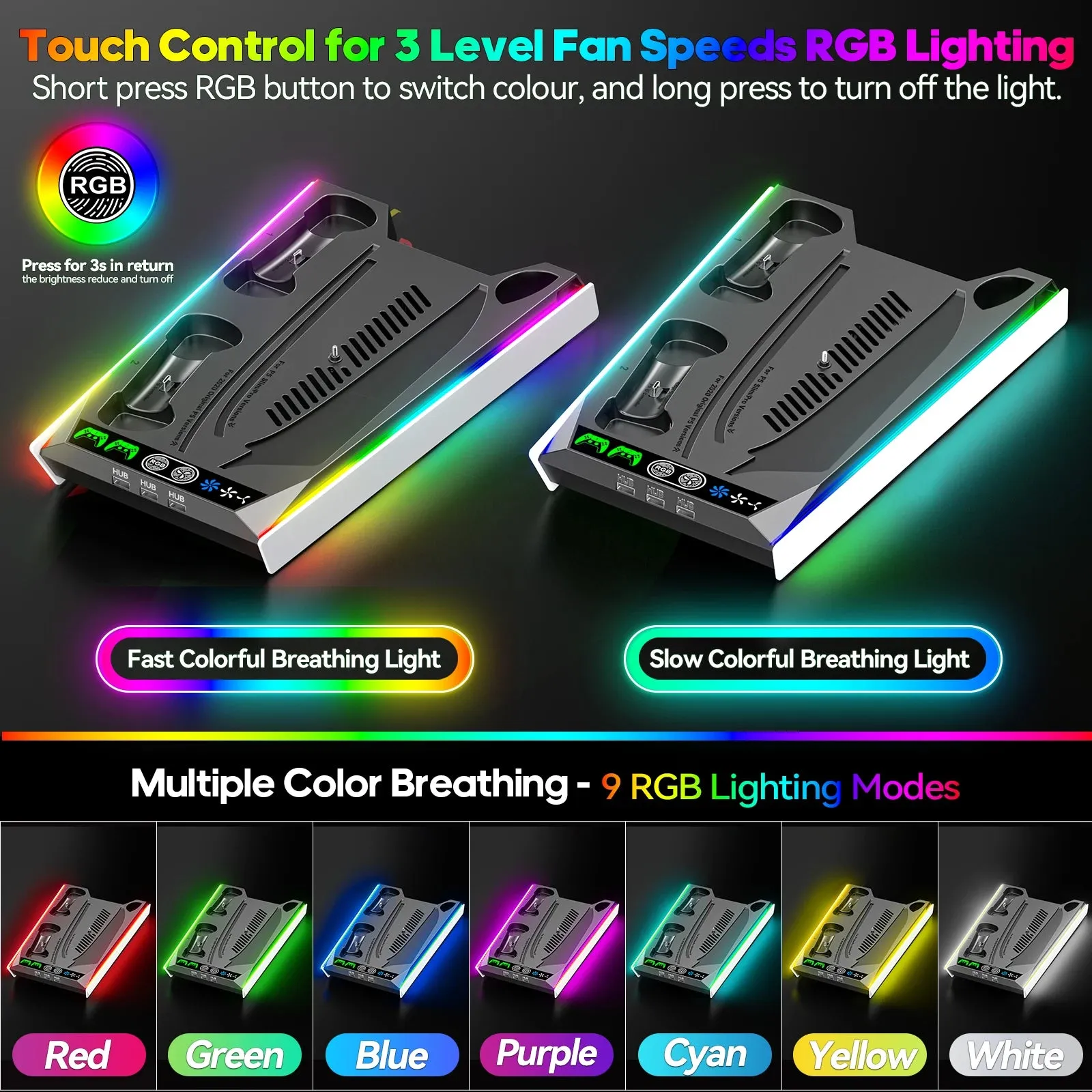 3 Level Fan Stand for Ps5 Console Cooling Charging