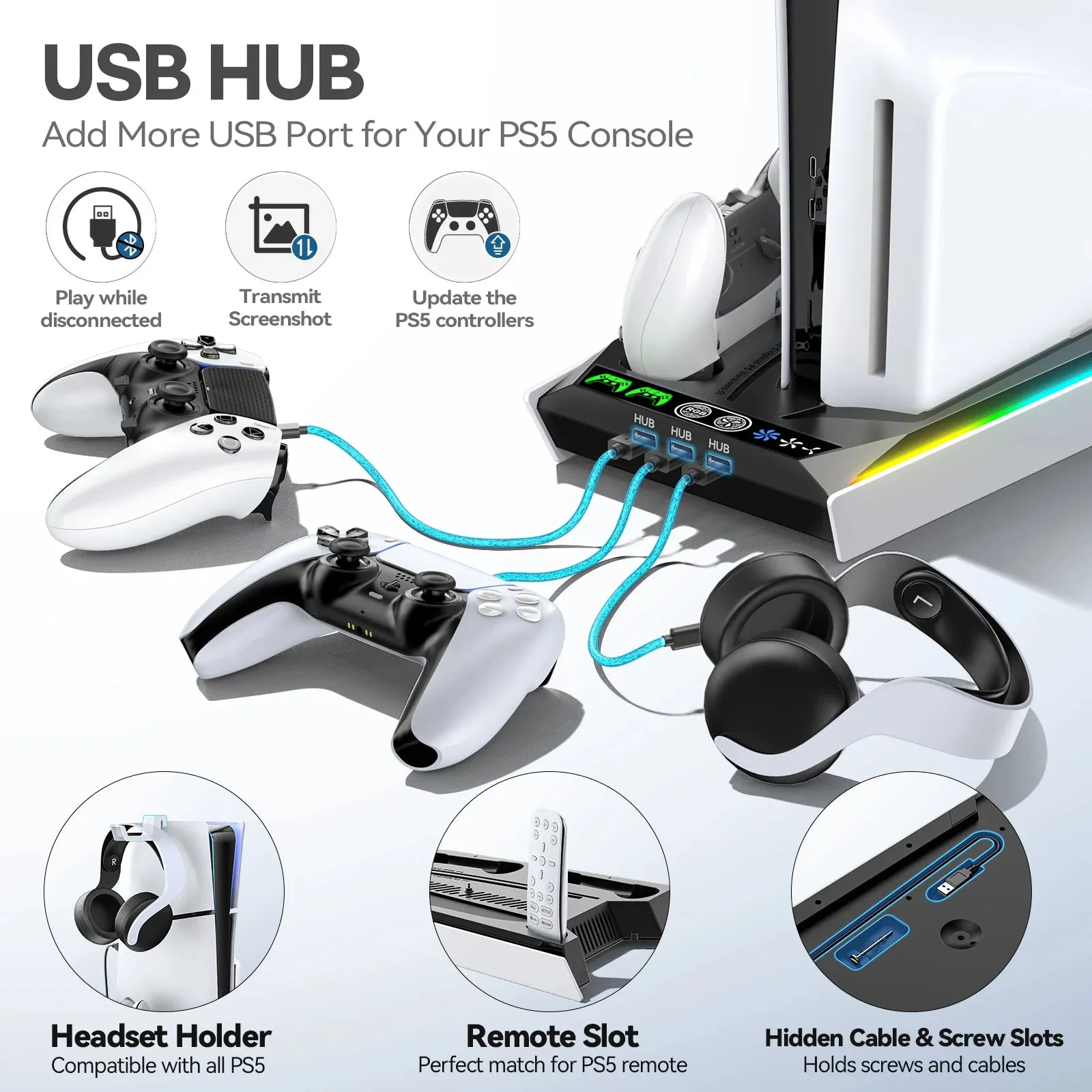 3 Level Fan Stand for Ps5 Console Cooling Charging