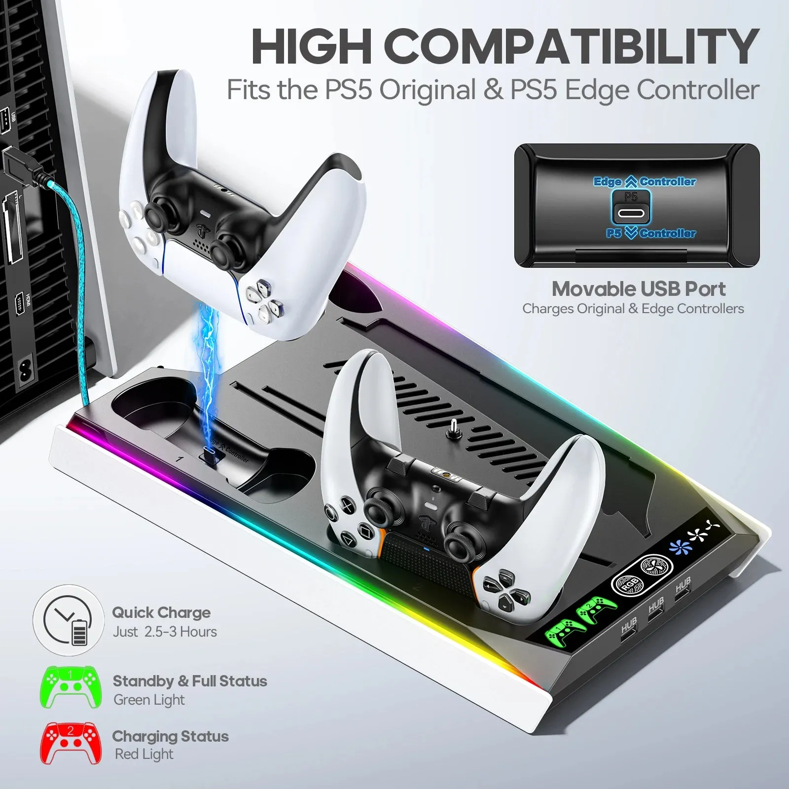 3 Level Fan Stand for Ps5 Console Cooling Charging