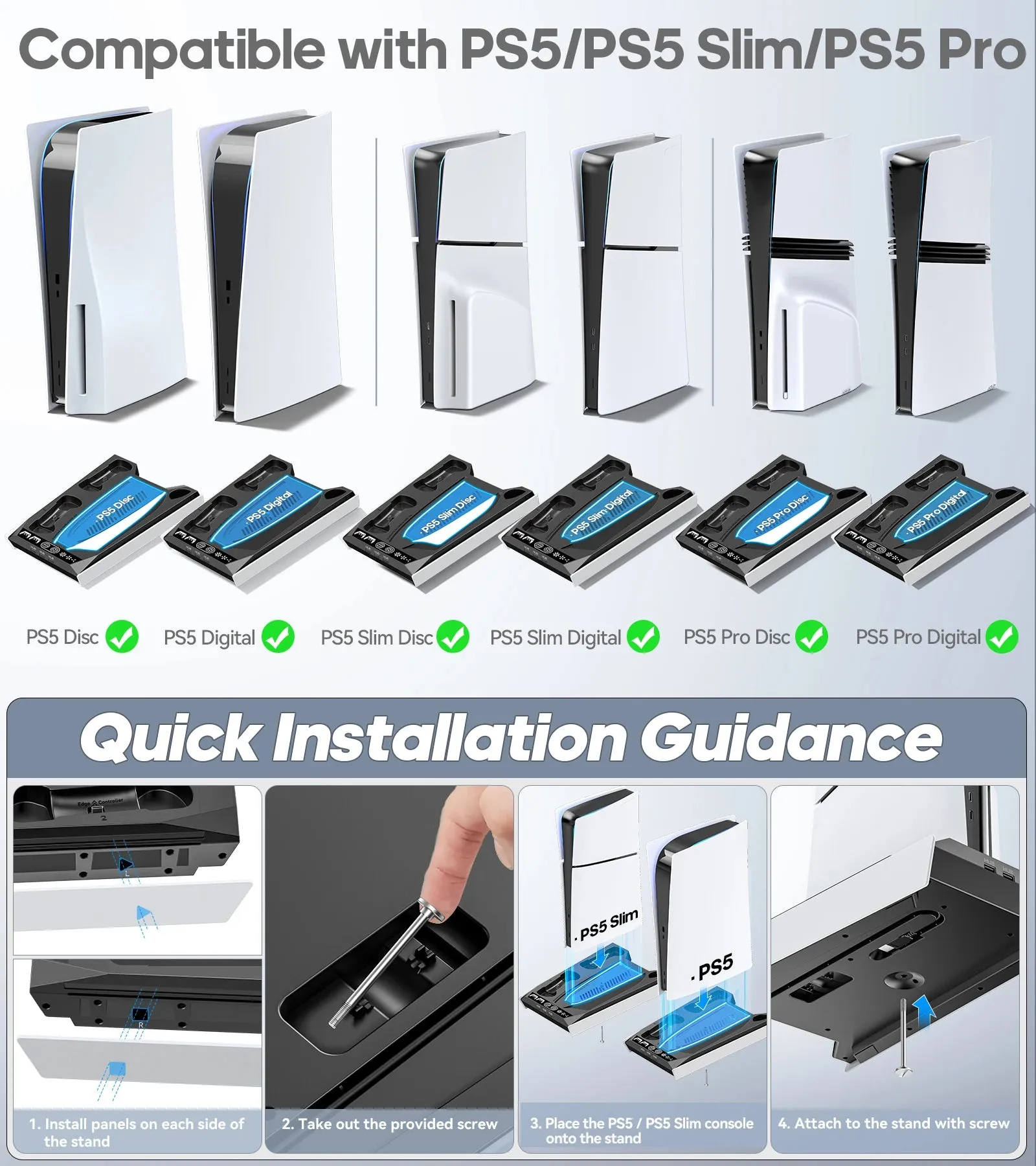 3 Level Fan Stand for Ps5 Console Cooling Charging