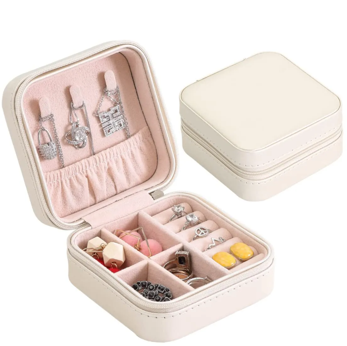 Houme Portable Jewellery Organiser with Dividers & Container for Rings, Earrings, Necklace (Small)