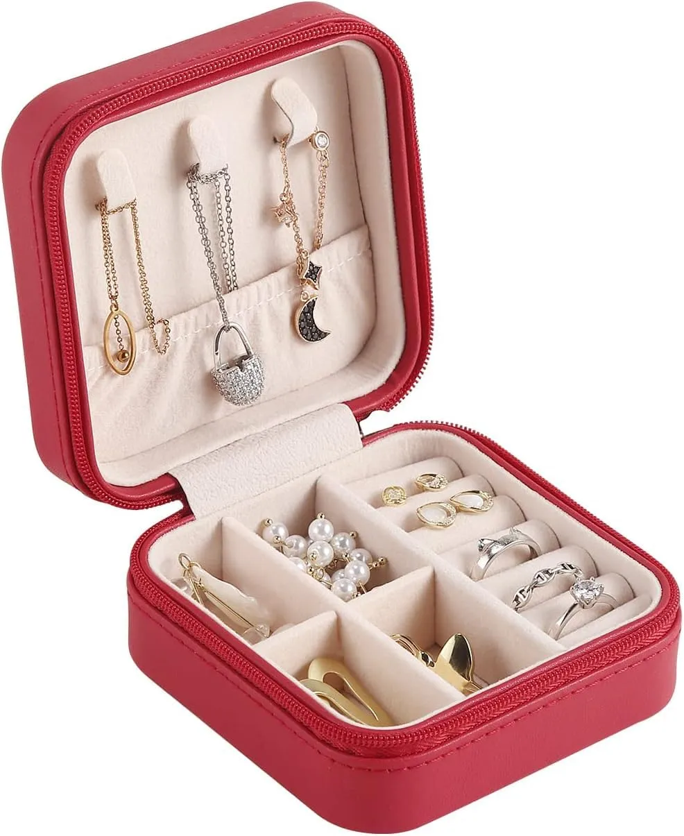 Houme Portable Jewellery Organiser with Dividers & Container for Rings, Earrings, Necklace (Small)