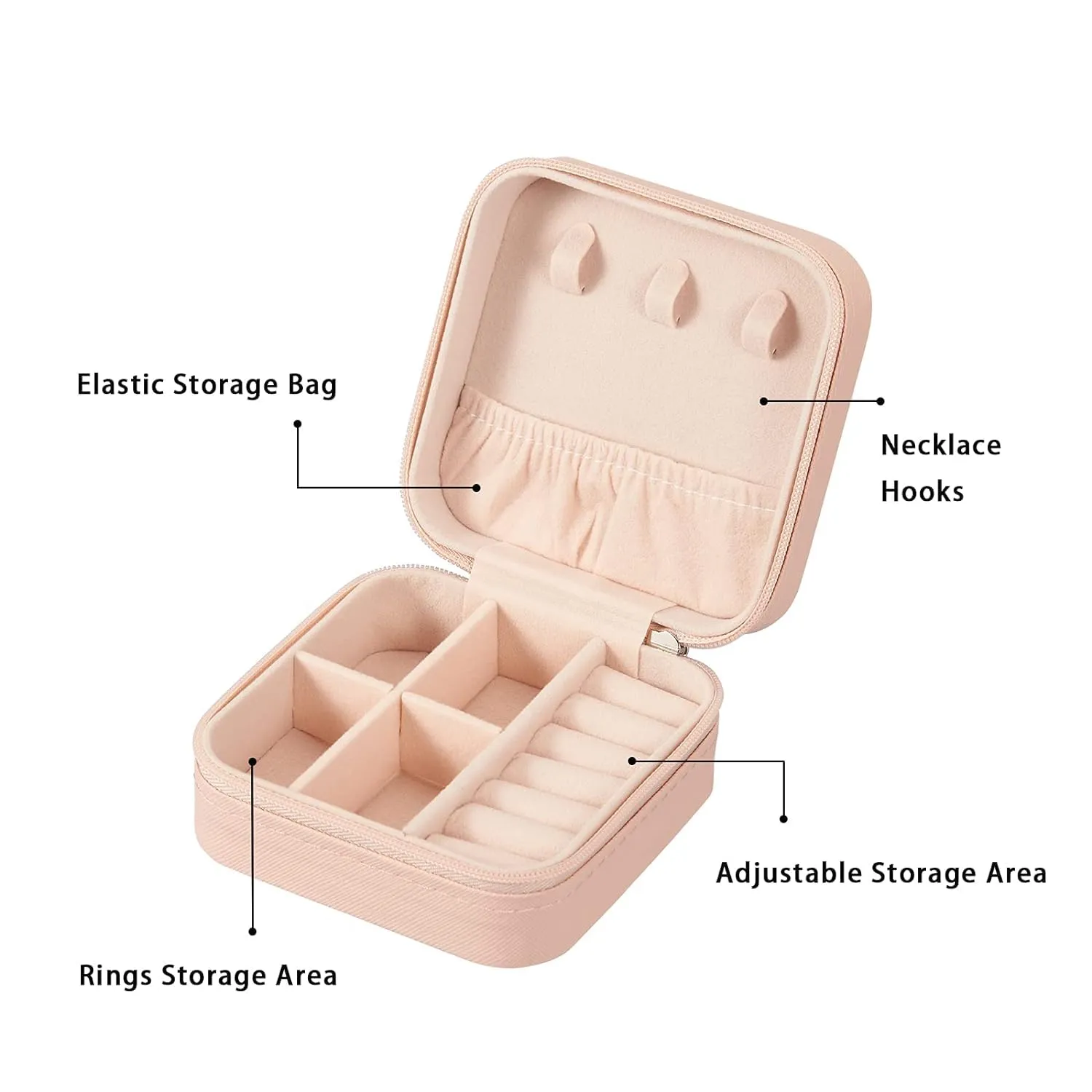 Houme Portable Jewellery Organiser with Dividers & Container for Rings, Earrings, Necklace (Small)