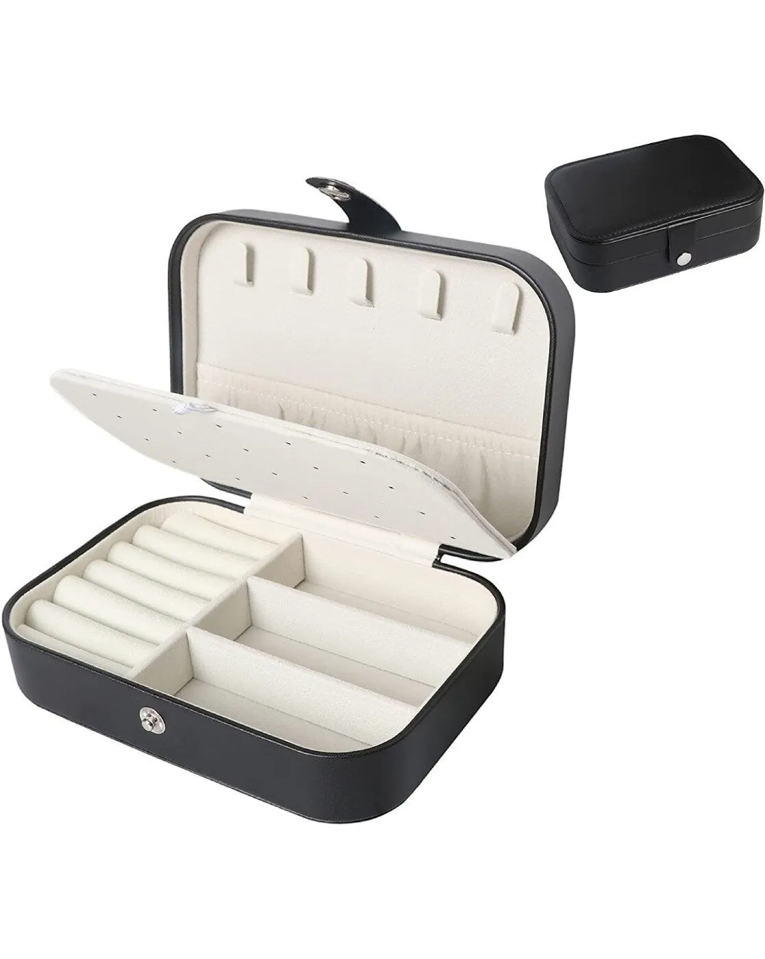 Jewellery Organisers Box PU Leather Storage Case for Rings, Earrings, Necklace | Medium (Black)