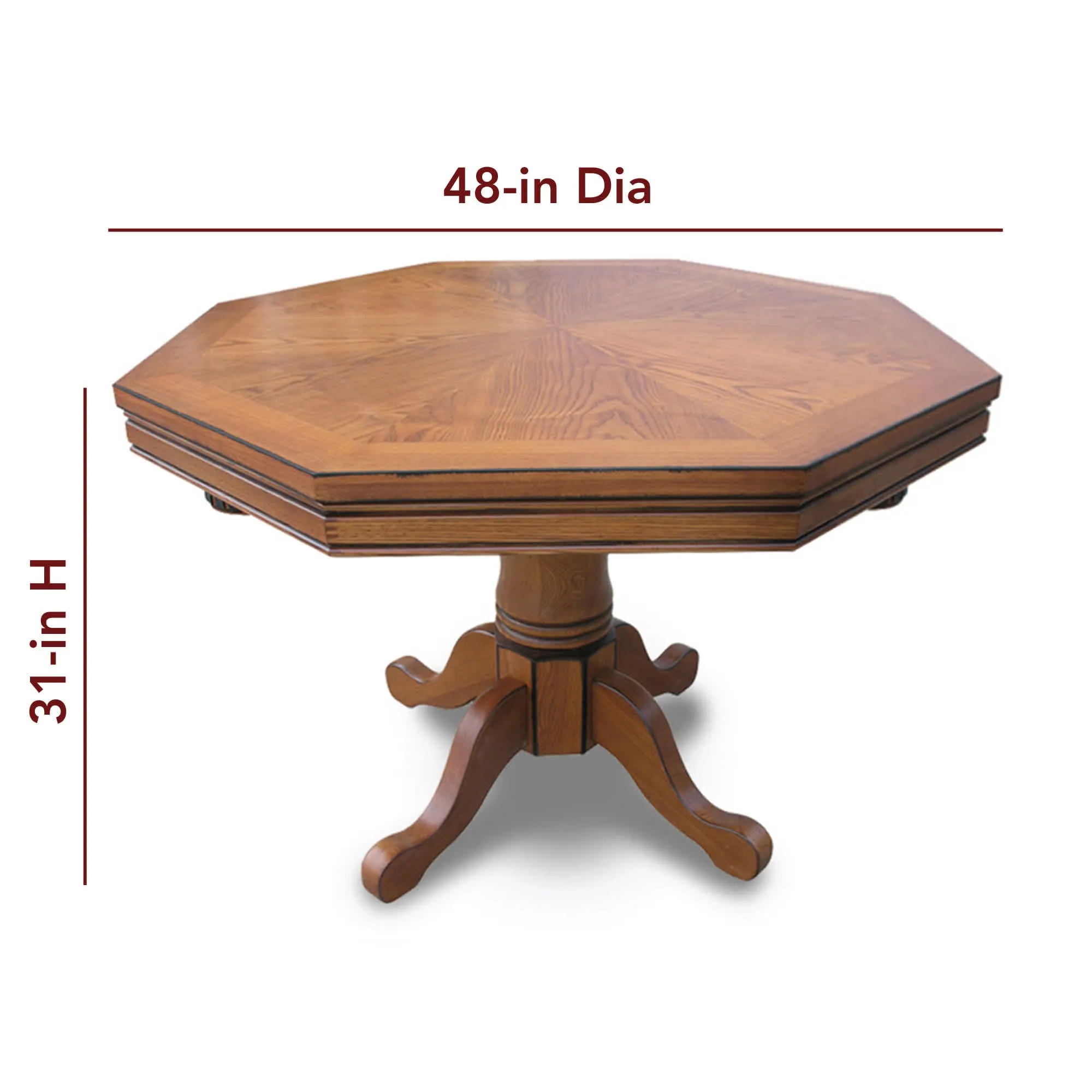 Kingston 48-in Poker Table Combo Set with 4 Arm Chairs - Oak Finish