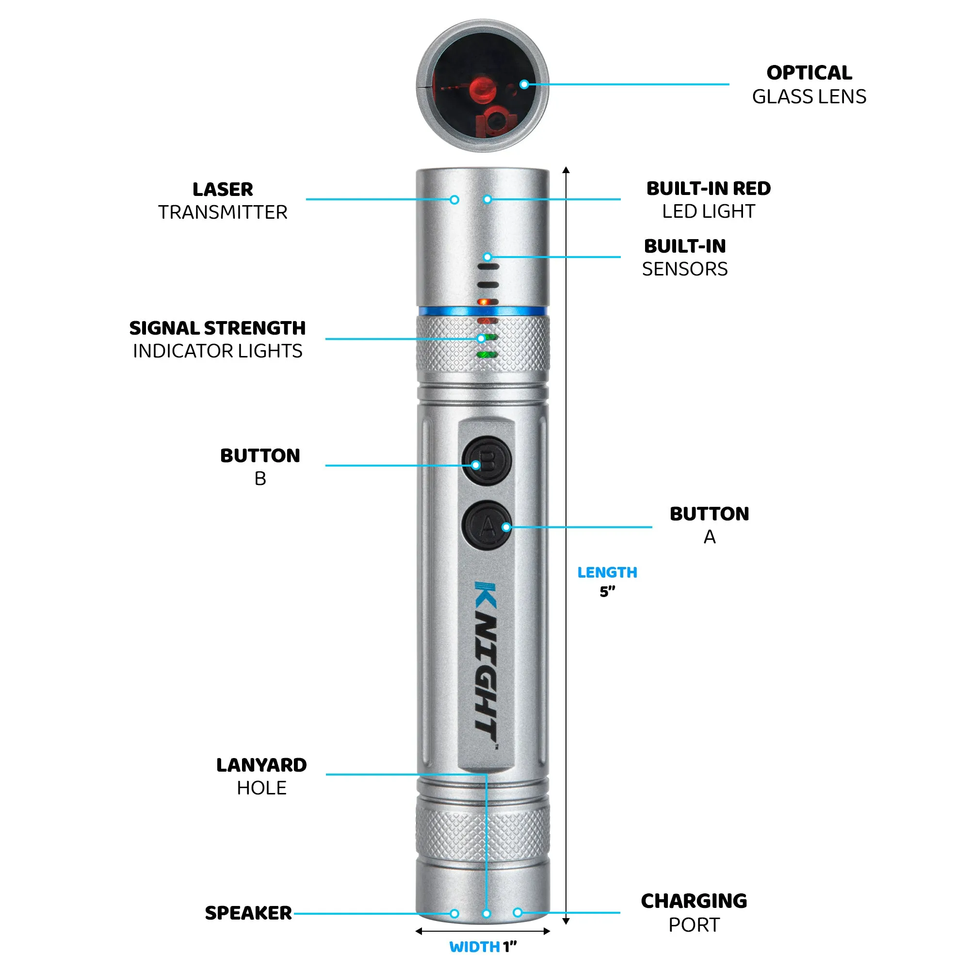 KNIGHT 2.0 5-in-1 Portable Bug and Hidden Camera Detector for Hotel and Travel