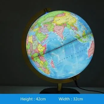 Rotary 32CM High-Definition World Globe with Light