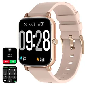 Smart Watch with Call Receive/Dial for Android Phones and iPhone Compatible,Waterproof Fitness Watch with Heart Rate SpO2 Sleep Tracker Voice Control Sport Smartwatch for Women Men