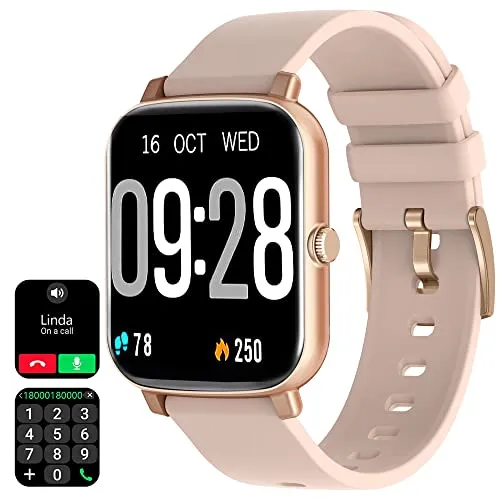 Smart Watch with Call Receive/Dial for Android Phones and iPhone Compatible,Waterproof Fitness Watch with Heart Rate SpO2 Sleep Tracker Voice Control Sport Smartwatch for Women Men