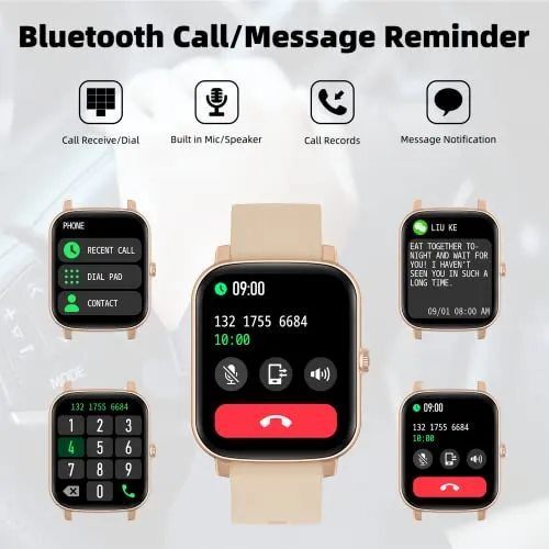 Smart Watch with Call Receive/Dial for Android Phones and iPhone Compatible,Waterproof Fitness Watch with Heart Rate SpO2 Sleep Tracker Voice Control Sport Smartwatch for Women Men