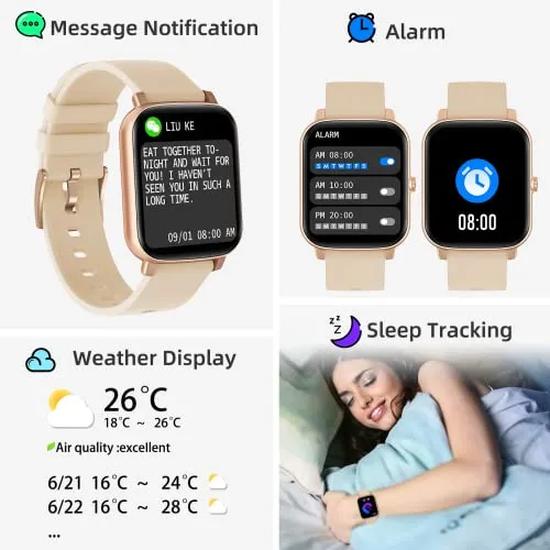 Smart Watch with Call Receive/Dial for Android Phones and iPhone Compatible,Waterproof Fitness Watch with Heart Rate SpO2 Sleep Tracker Voice Control Sport Smartwatch for Women Men