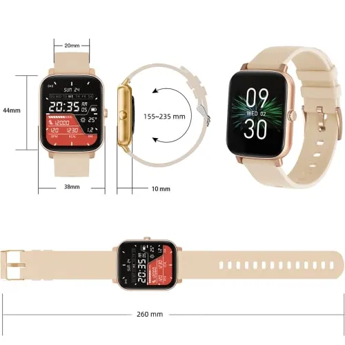 Smart Watch with Call Receive/Dial for Android Phones and iPhone Compatible,Waterproof Fitness Watch with Heart Rate SpO2 Sleep Tracker Voice Control Sport Smartwatch for Women Men