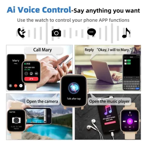 Smart Watch with Call Receive/Dial for Android Phones and iPhone Compatible,Waterproof Fitness Watch with Heart Rate SpO2 Sleep Tracker Voice Control Sport Smartwatch for Women Men