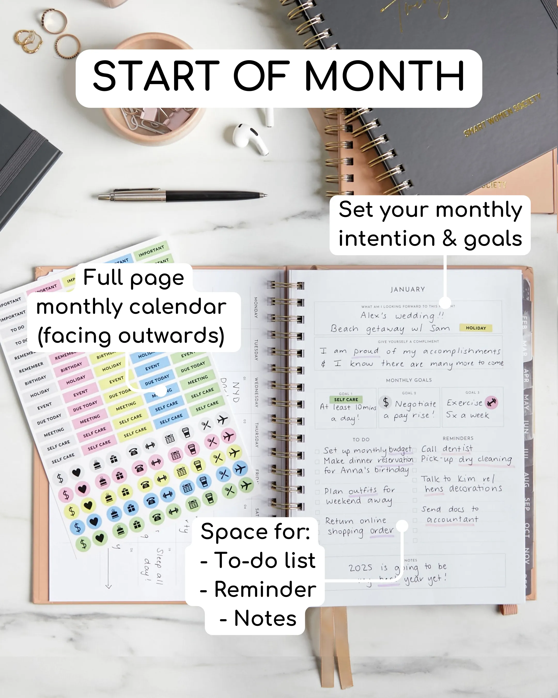 Smart Women Society - B5 Week-to-View - 2025 Calendar Year Diary/Planner