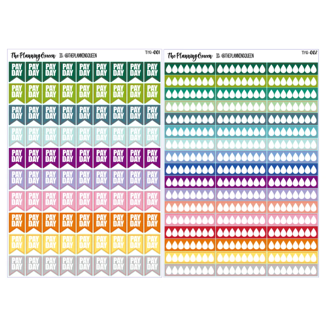 TPQ-090 FUNCTIONAL Planner Pack | Functional Stickers, Starter Planner Stickers, Functional Kit Stickers, Work Trackers, Label Stickers, Budget Stickers, Bill Due and Payday Stickers