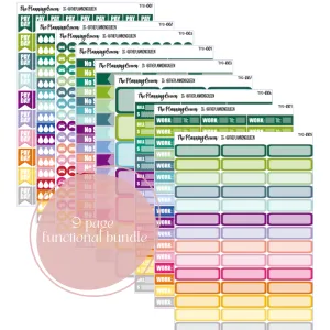 TPQ-090 FUNCTIONAL Planner Pack | Functional Stickers, Starter Planner Stickers, Functional Kit Stickers, Work Trackers, Label Stickers, Budget Stickers, Bill Due and Payday Stickers