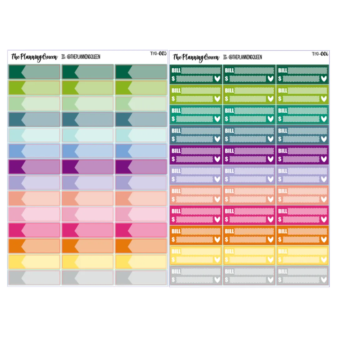TPQ-090 FUNCTIONAL Planner Pack | Functional Stickers, Starter Planner Stickers, Functional Kit Stickers, Work Trackers, Label Stickers, Budget Stickers, Bill Due and Payday Stickers